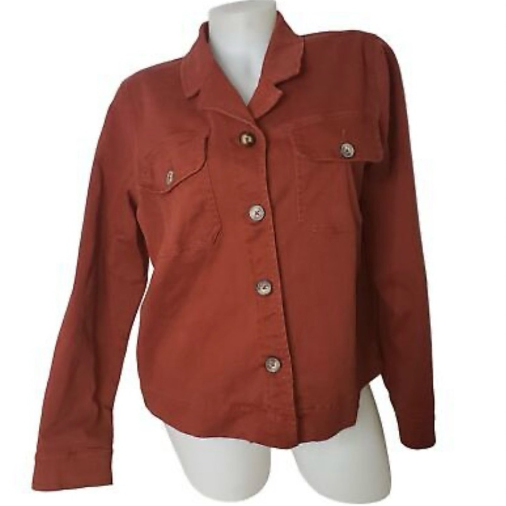 Sanctuary 2 Pocket Top Shaket Rust outdoors earthy, fall, Lagenlook Size S Nice!